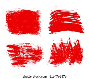 Red set of paint, brush strokes – for stock