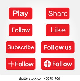 red set Play Vector Logo, JPG, JPEG, EPS Icon Button.youtube Flat Social Media Background Sign Download