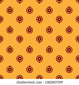 Red Setting icon isolated seamless pattern on brown background. Tools, service, cog, gear, cogwheel sign. Vector Illustration