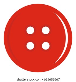 Red sewing button icon flat isolated on white background vector illustration