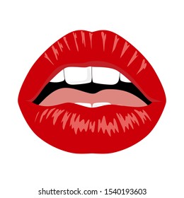 Red sexy female lips vector isolated on white background