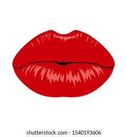 Red sexy female lips vector isolated on white background