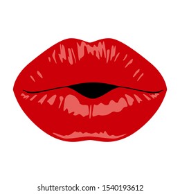 Red sexy female lips vector isolated on white background