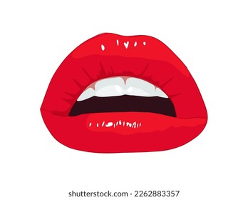 Red sexy Lips Vector realistic drawing isolated.