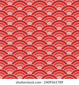 Red shade of Japanese wave pattern background. Japanese seamless pattern vector. Waves background illustration. for clothing, wrapping paper, backdrop, background, gift card.