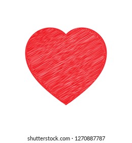 Red shaded heart. Vector isolated image. 