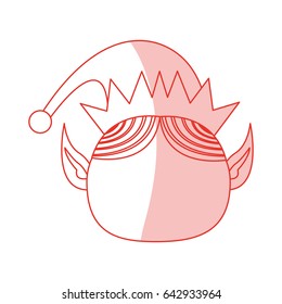 red shading silhouette cartoon front view faceless christmas elf with hat