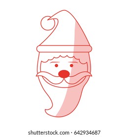 red shading silhouette cartoon front view face santa claus portrait
