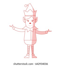 red shading silhouette cartoon full body christmas elf with hands open