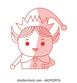 red shading silhouette cartoon half body christmas elf