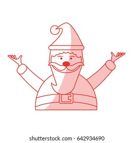 red shading silhouette cartoon half body fat santa claus modern with long beard