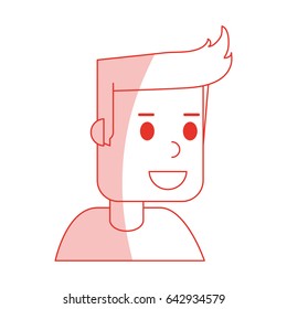 red shading silhouette cartoon side view half body guy with hairstyle