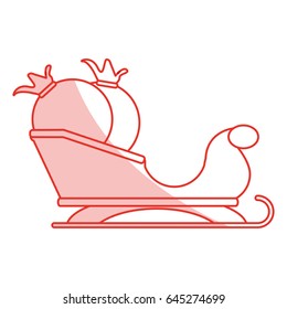 red shading silhouette of santa claus sleigh with bags with gifts