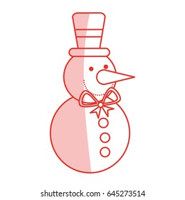 red shading silhouette of snowman with bow tie and hat