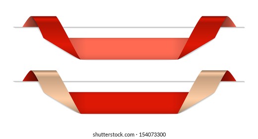 red shadowed blank stripes bookmarks on the white background for web