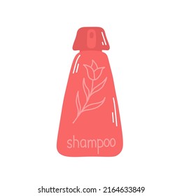 Botella roja de champú en estilo plano, vector. Tubo, botella para diseño web. Botella para la ilustración vectorial aislada de champú.