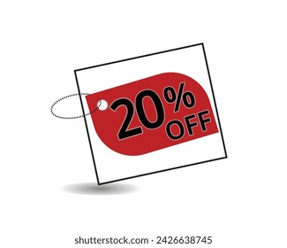 Red shape 10% off tag vector illustration.