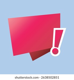 red shape banner with alert sign in isolated background