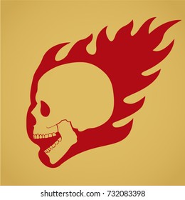 red shape fire skull symbol