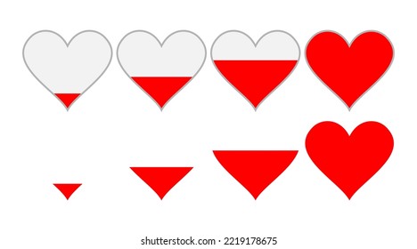 Red Shape Hearts Icon On A White Background. Vector Set Of Interface Life Health Bar In Video Game.