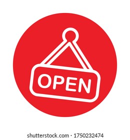 Red shape line open icon design