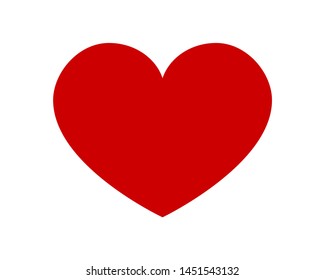 Red shape love heart icon vector isolated on white background.