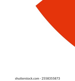 Red shape on edge corner over the white background