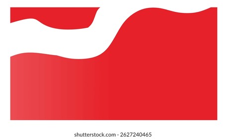 a red shape with a white, curved, horizontal band running through the upper portion.