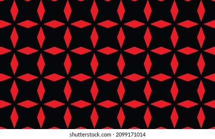 Red shapes and black background,  Red and black geometric seamless pattern with abstract shapes. Vector pattern for fashion, textile design, on wall paper, wrapping paper, fabrics and home decoration.