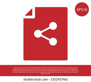 Red Share file icon isolated on white background. File sharing. File transfer sign. Vector Illustration