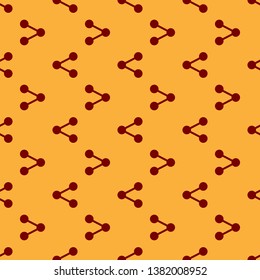 Red Share icon isolated seamless pattern on brown background. Share, sharing, communication pictogram, social media, connection, network, distribute sign. Flat design. Vector Illustration