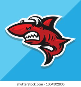 red shark with horn vector illustration