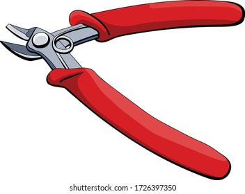 Red sharp pliers. EPS 10. Isolated object.
