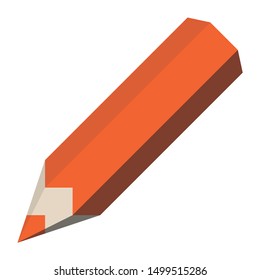 Red sharpened pencil. 3D-like simple vector illustration.