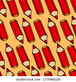 Red  sharpened pensils seamless pattern