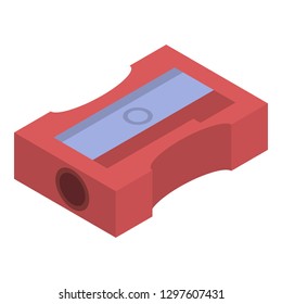 Red sharpener icon. Isometric of red sharpener vector icon for web design isolated on white background