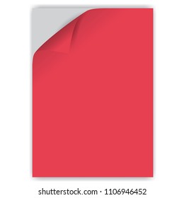 red sheet of paper with a wrapped corner and shadows. Paper for text. Banner advertising sales.
