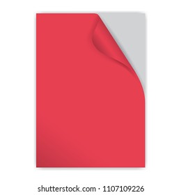 red sheet of paper with a wrapped corner and shadows. Paper for text. Banner advertising sales.
