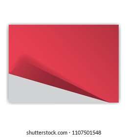 red sheet of paper with a wrapped corner and shadows. Paper for text. Banner advertising sales.