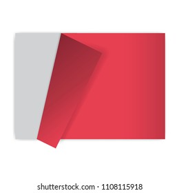 red sheet of paper with a wrapped corner and shadows. Paper for text. Banner advertising sales.