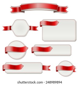 Red sheets for the text with seams. Isolated On White Background. Vector Illustration.