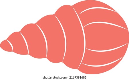 Red shell. Summer concept with seashell. Vector isolated on white for design.