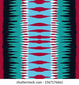 Red Shibori Vector Seamless Pattern. Maroon Graphic Tile Indonesian Background. Pink Carpet Elegant Ornament. Coral Chevron Watercolor Japan Wallpaper. Ethnic Fabric Texture