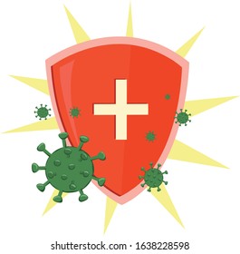 red shield against the virus