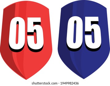red shield and blue shield for numbers 