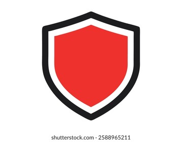 red shield emblem security badge vector illustration