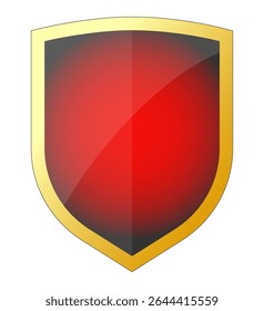 Escudo rojo con marco dorado. Ilustraciones vectoriales EPS10