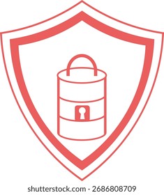 Red Shield Icon with a Stacked Lock Symbol Inside security protection