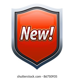 Red shield with the inscription "new". Everything editable.