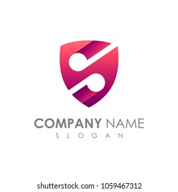 Red Shield Letter S, Modern Logo Template